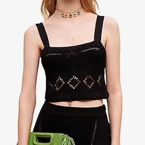 Maje Mayon cropped crochet-knit top size T2